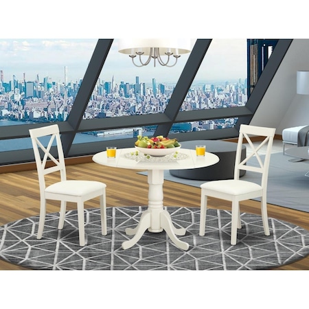 East West Furniture 3 Piece Dublin Kitchen Furniture Set - Linen White DLBO3-LWH-LC